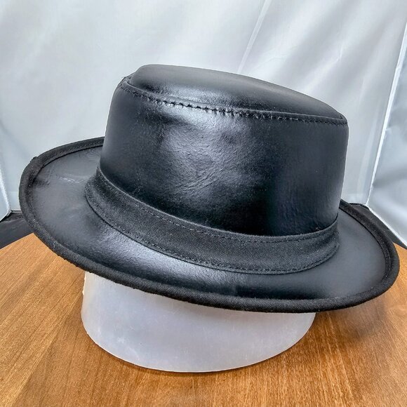 Soho Trilby Black Leather Fedora Hat | American Hat Makers | NWT | Small 6 7/8 - Picture 6 of 9